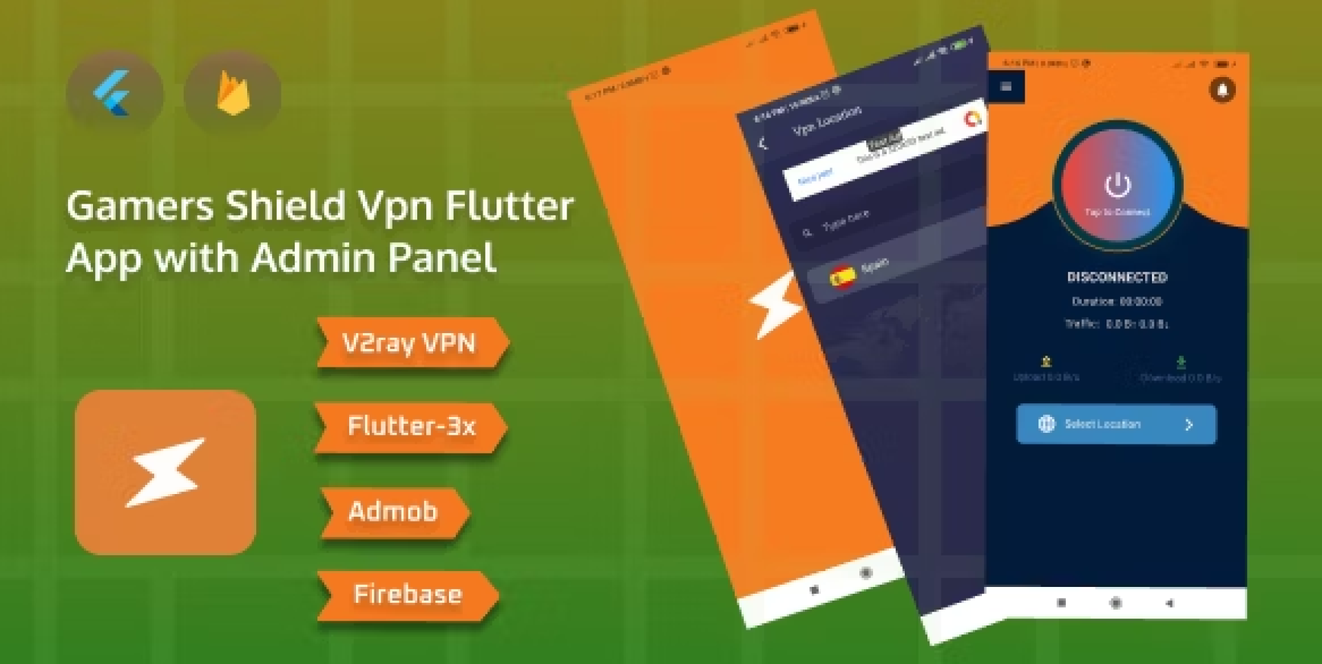 Gamers-Shield V2ray Protocol VPN Flutter App with Admin Panel || Admob 1.0.0